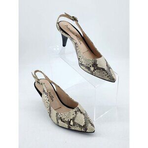 Patricia Miller Women's Sling Back Heels Leather Snake Skin Print Spain Size 38